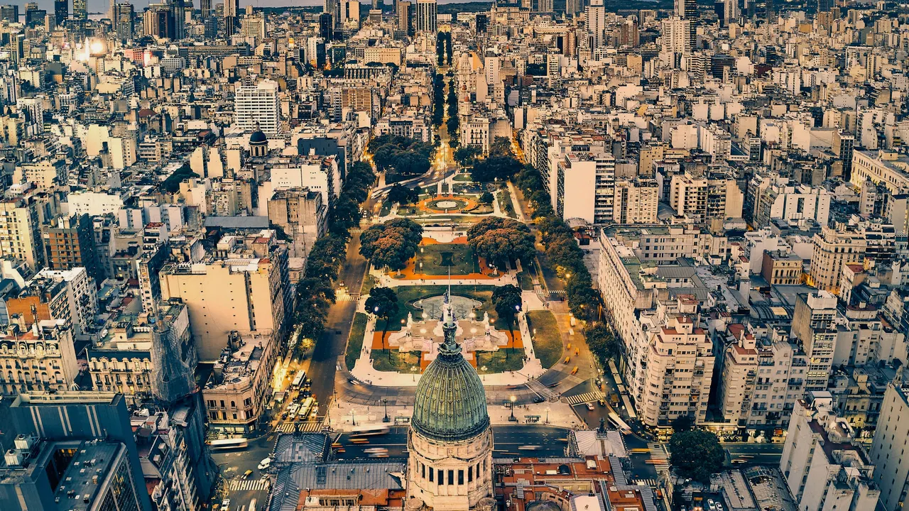 Palacio del Congreso and the city from above, Buenos Aires