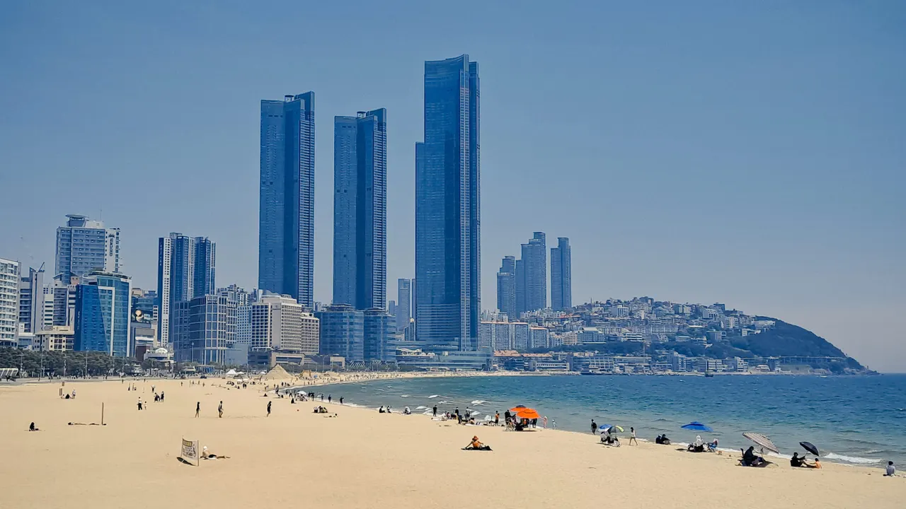 Haeundae Beach and skyline, Busan