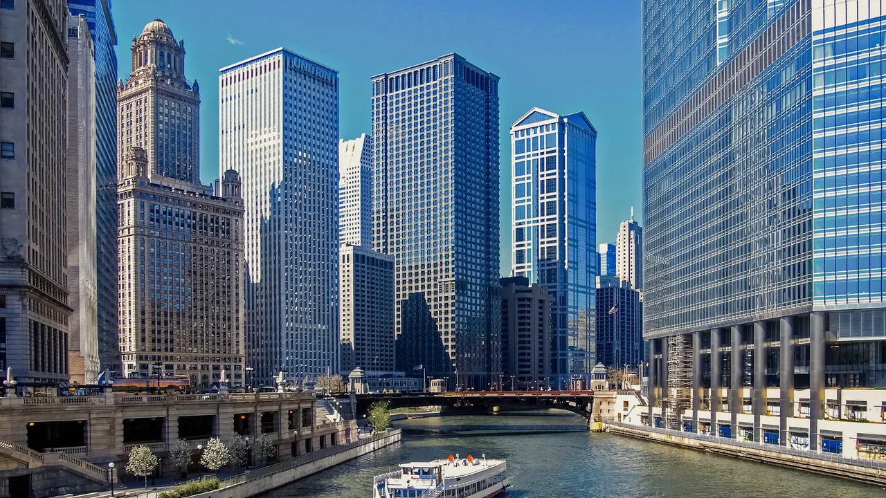 The Chicago River and downtown skyscrapers
