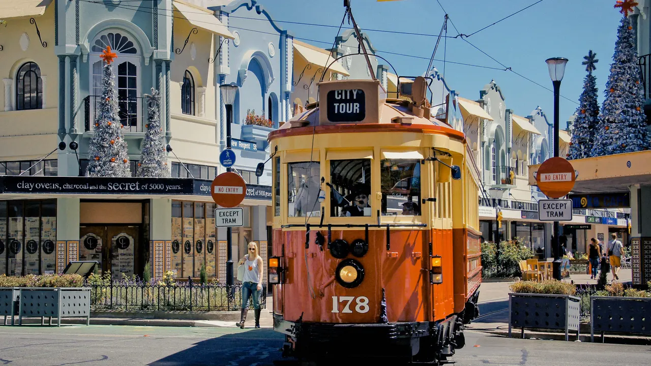 Historic tram on New Regent Street, Christchurch