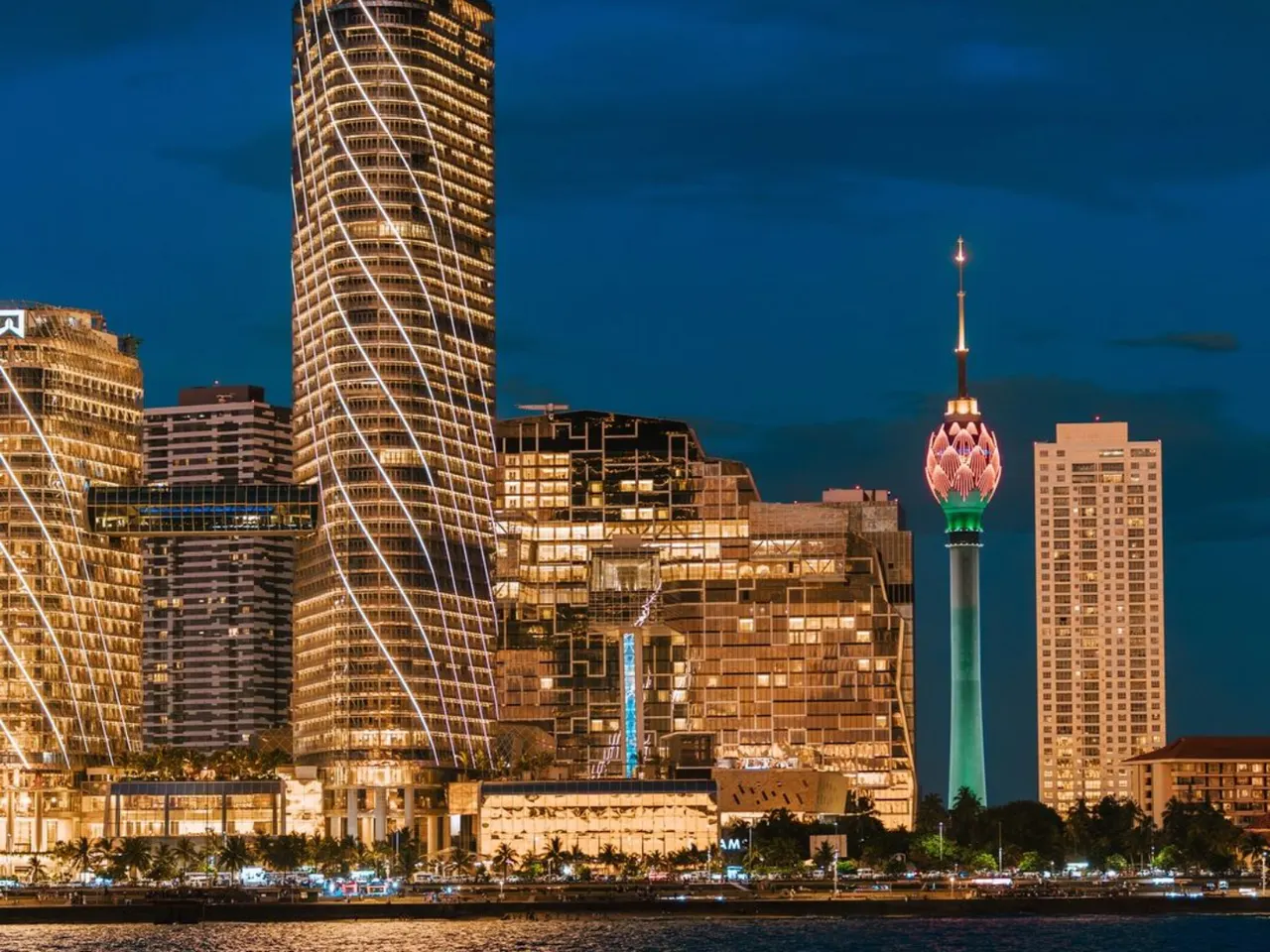 Colombo city skyline at night in Colombo, Sri Lanka