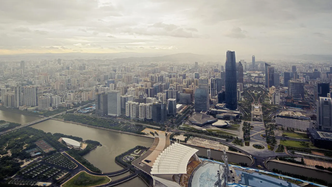 Guangzhou skyline at dusk