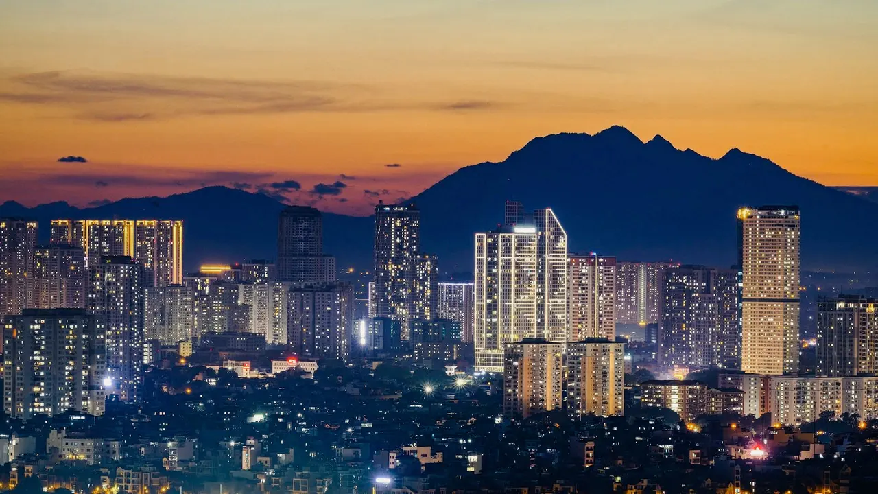 Hanoi skyline with the Ba Vi mountains