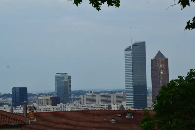 Lyon, evening skyline in Lyon, France