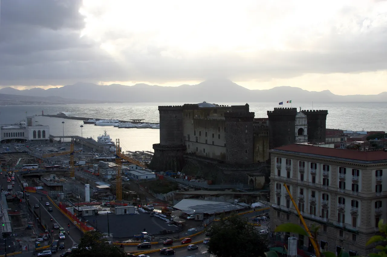 Castel Nuovo seen from Renaissance Mediterraneo - Naples - Italy 2015 in Naples, Italy
