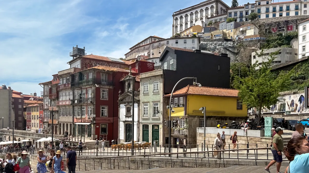 Colorful Ribeira Facades and Hillside Views, Porto, Portugal in Porto, Portugal
