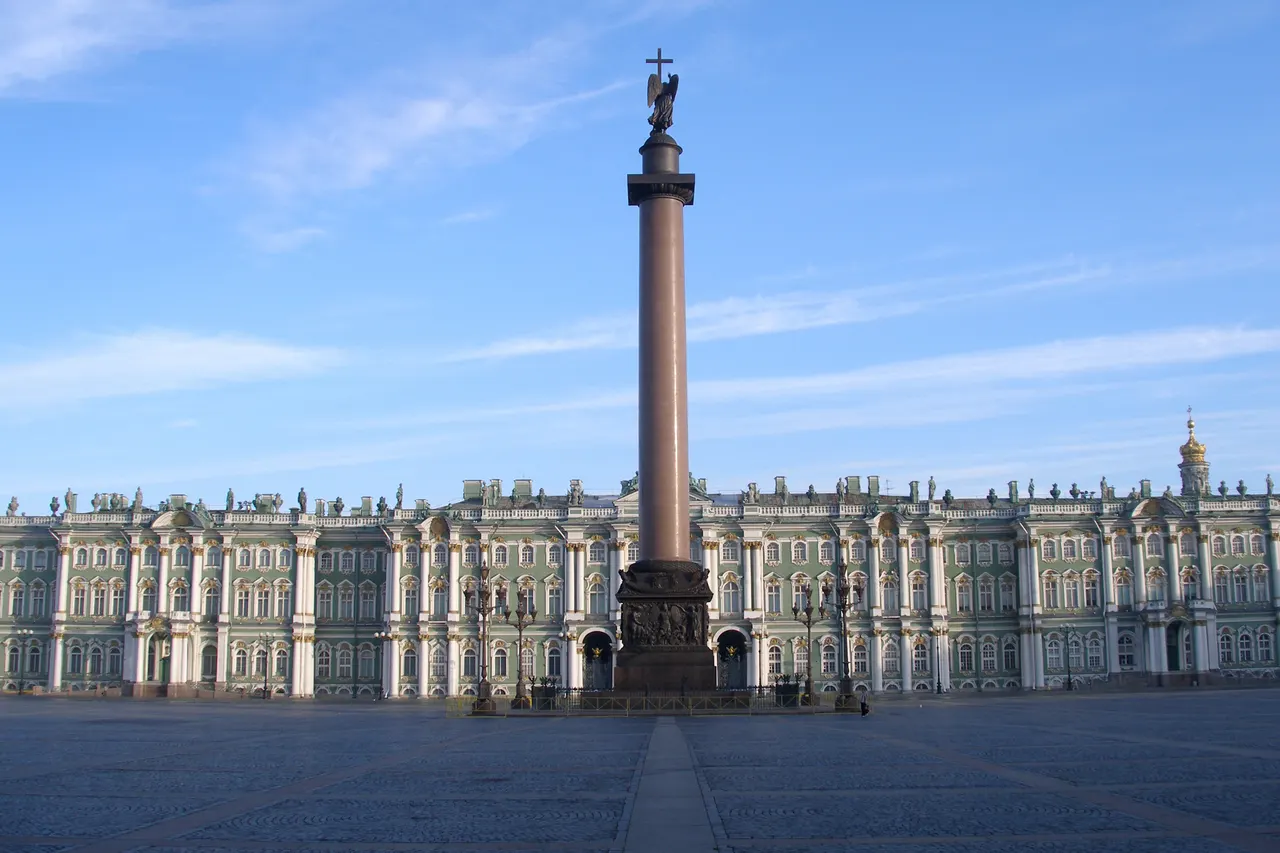 Palace Square and the Winter Palace (Hermitage) in Saint Petersburg, Russia
