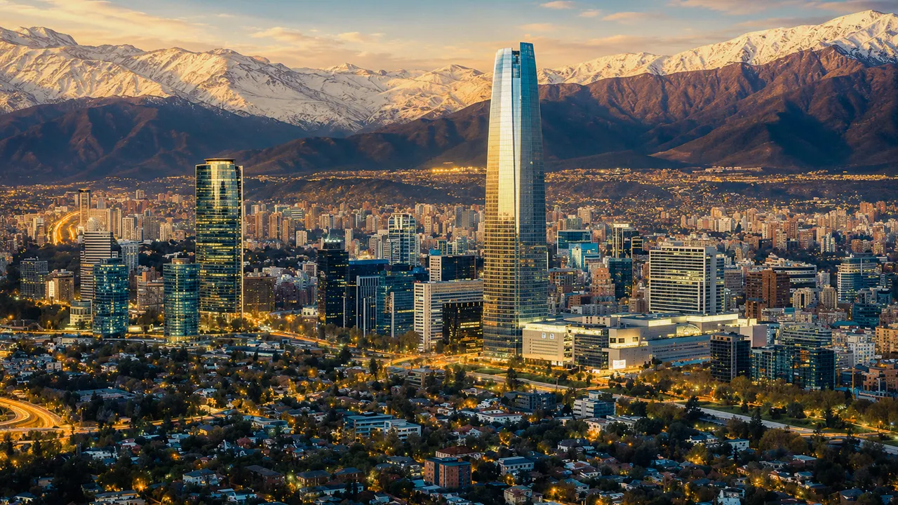 The Santiago skyline below the snow-capped Andes