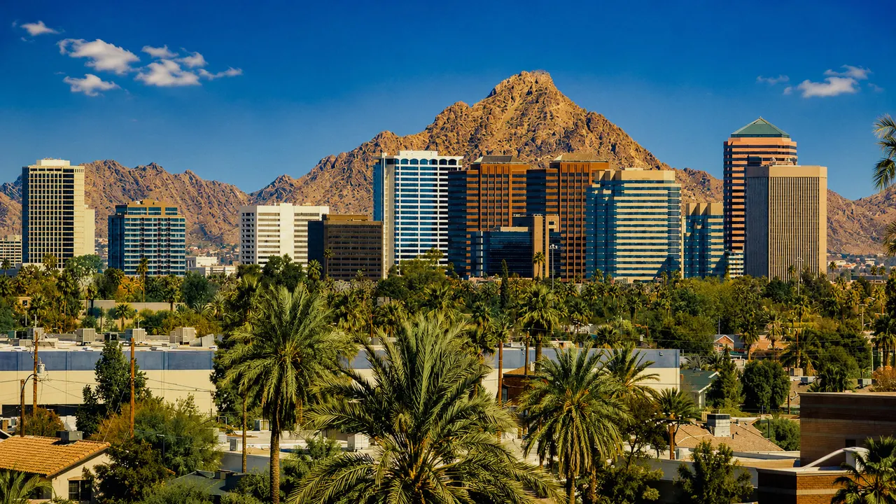 Downtown Scottsdale below Camelback Mountain
