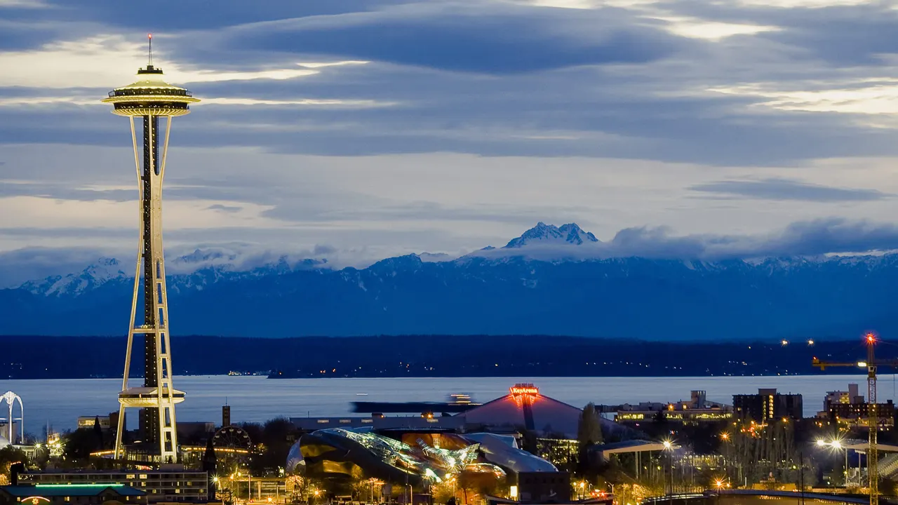The Space Needle at dusk, Seattle