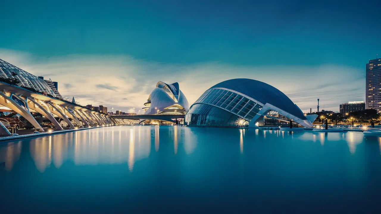 The City of Arts and Sciences at dusk, Valencia