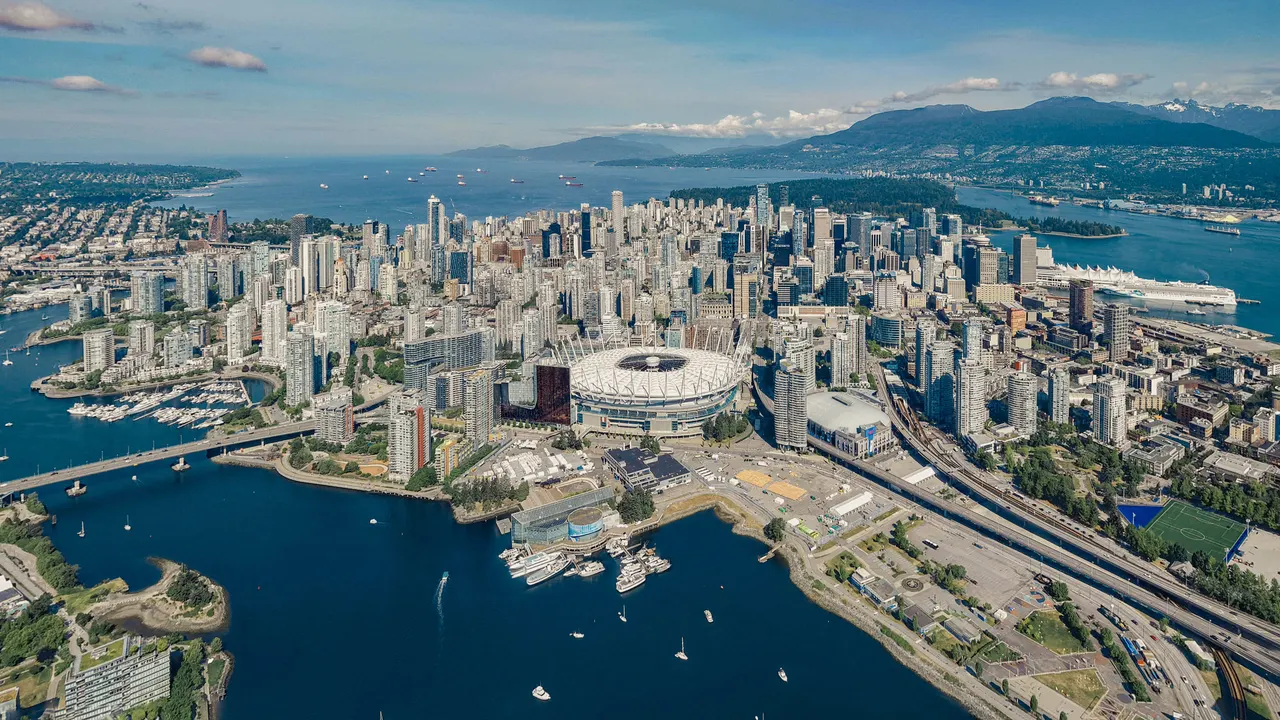 False Creek and downtown Vancouver from the air