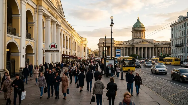 Nevsky Prospekt and Gostiny Dvor in saint petersburg ru