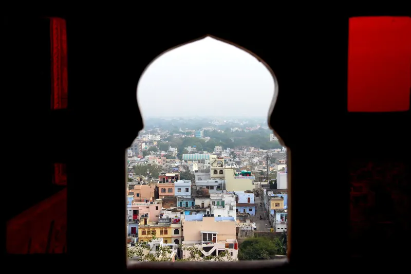 Railway station and Surajpole in udaipur in