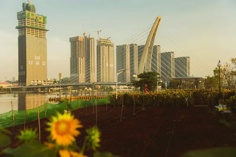 Hai Chau and Bach Dang riverfront in da nang vn