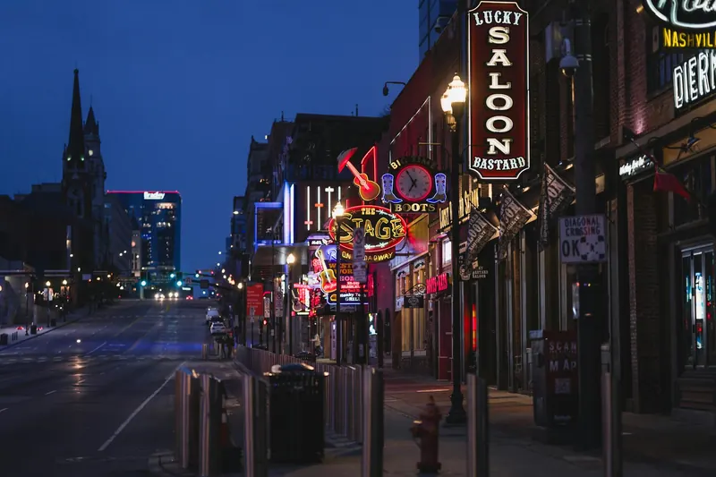 Downtown and Lower Broadway in nashville us