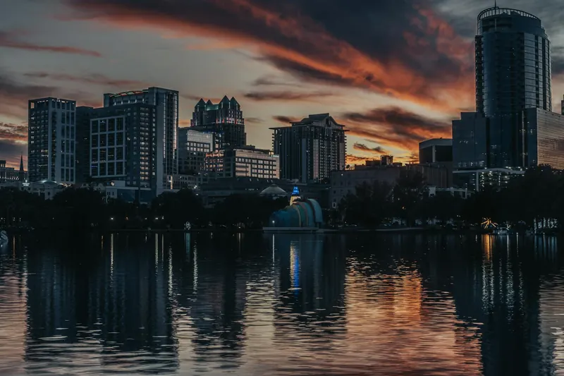 Downtown and Lake Eola in orlando us