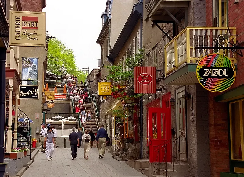 Petit Champlain and Lower Town in quebec city ca