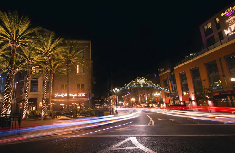 Gaslamp and Downtown waterfront in san diego us
