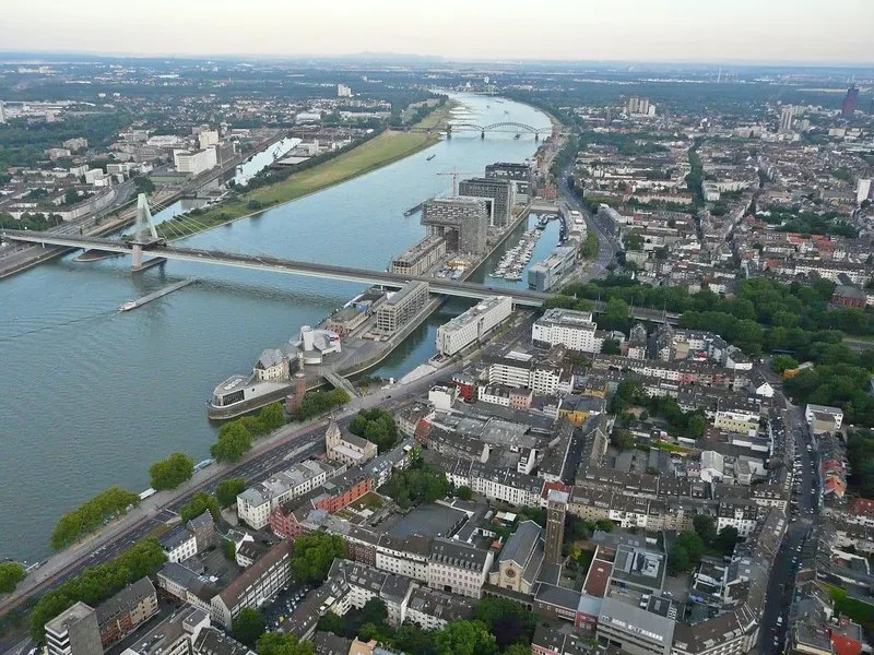 Rheinauhafen and Kranhaeuser in Cologne