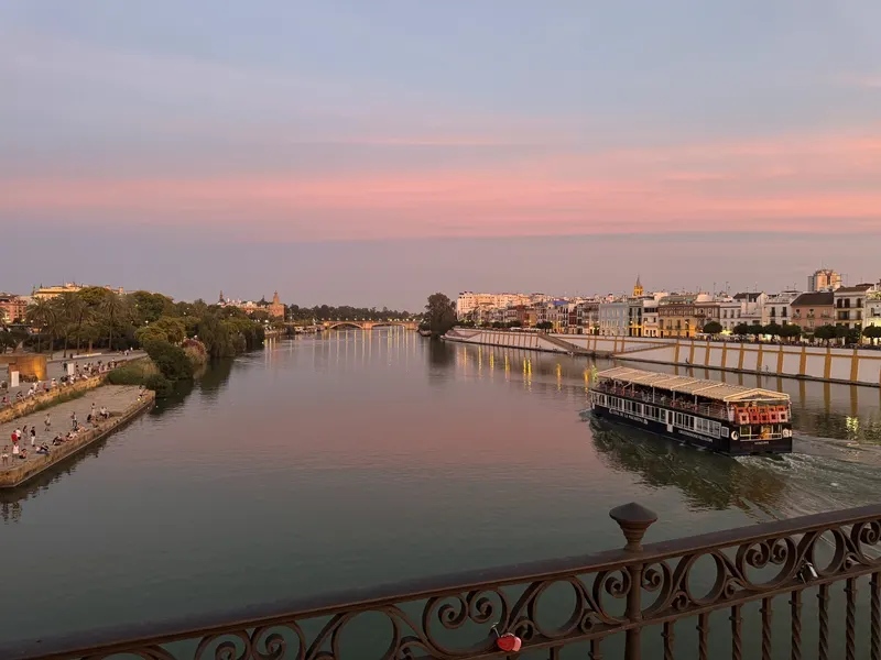 Triana Bridge and Mercado de Triana in Seville