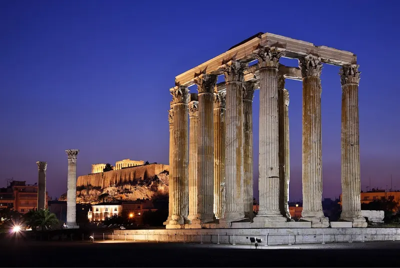 Temple of Olympian Zeus and Arch of Hadrian in Athens